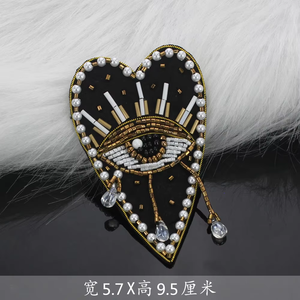 ハンドメイドインドシルクハート型の目の装飾生地パッチハイエンドの縫い付けビーズアクセサリー服バッグ帽子DIY - Product Image 6