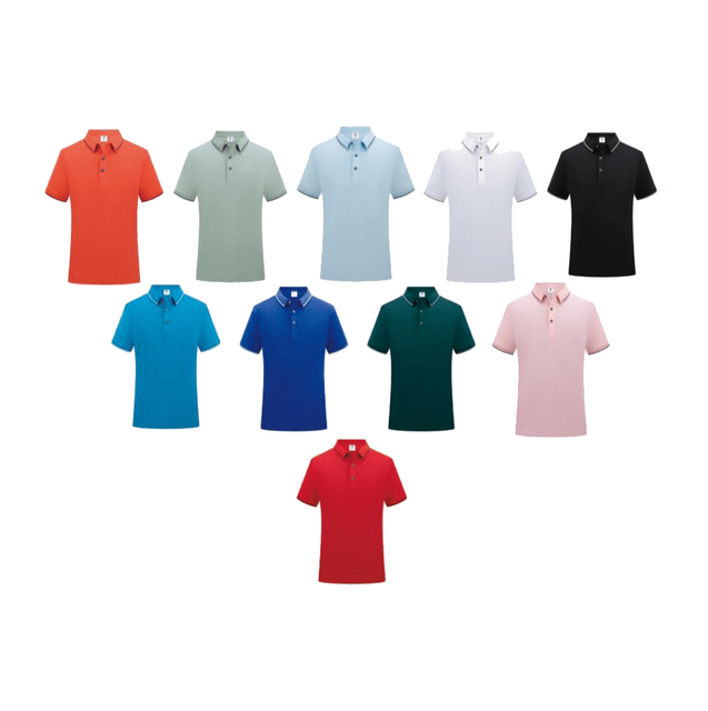 High Quality 215gsm 100% Polyester Polo Embroidered Striped Collar S-4XL Size Custom Logo Polo Shirt