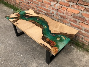 Mesa de Madera Sólida de Alta Calidad con Superficie de Resina Epoxi, Personalizada para Comedor o Cafetería, para 4-6 Personas - Product Image 4