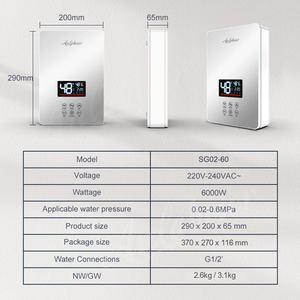 Ventes directes Geyser d'eau instantané électrique de haute qualité 6kw pour la construction en plastique d'affichage de la température de LED de ménage pour la maison - Product Image 5