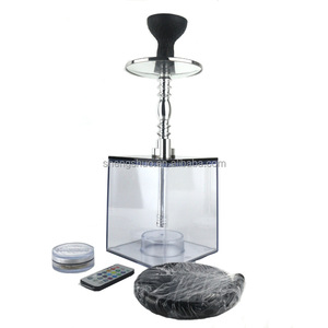 Offre Spéciale Cube narguilé Chicha Sheesha Hokkah nouveau Design carré acrylique plastique narguilé Shisha lumière LED grande fumée narguilé <span class=keywords><strong>Hooka</strong></span> - Product Image 4