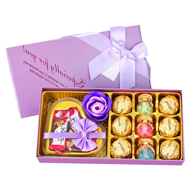 Benutzer definierte Logo Farbe Pappe begrenzt Pralinen Boxen für Geburtstag Valentinstag Schokolade Geschenk box