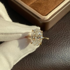 Anillo de Compromiso de Oro Sólido de 14K/18K con Diamante Ovalado Cultivado en Laboratorio con Certificación IGI, HPHT, CVD, VVS1, 1CT, 3CT, 5CT, para Mujer - Product Image 4