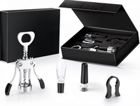 Kit d'ouvre-bouteille en acier inoxydable, ouvre-bouteille, coffret cadeau, accessoires pour vin et bière, coffret en bois