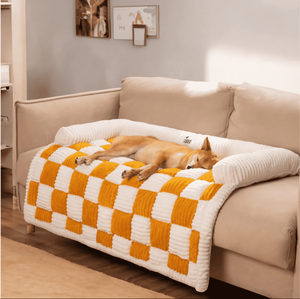 Cremefarbene große Plaid Square Luxus Haustier <span class=keywords><strong>Couch</strong></span> <span class=keywords><strong>Sofa</strong></span> bezug Baumwolle Schutz Hunde matte Bettdecke mit stilvollen Plaid Design - Product Image 2