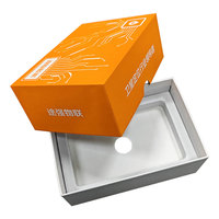 Boîte cadeau en pulpe de papier recyclable, biodégradable, sur mesure, design gratuit, orange, Heaven And Earth, pour produits électroniques