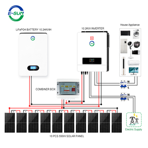 Système de stockage d'énergie solaire hybride ESUN 6.2KW 10.2KW 5kwh 15kwh Kit complet d'alimentation hors réseau pour la maison ES-SES-10KW Nous pouvons concevoir un système solaire H - Product Image 1