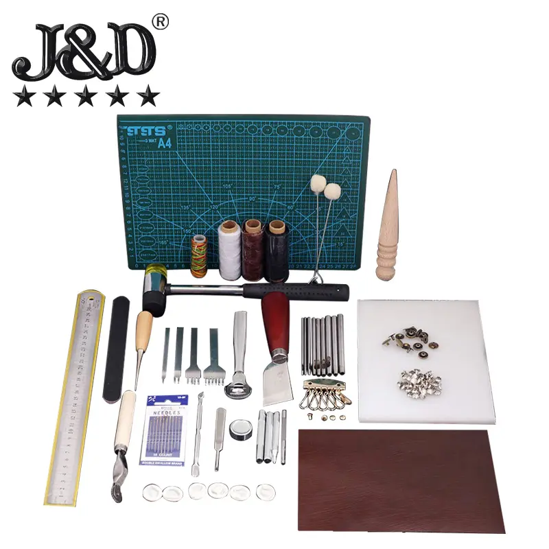 Kit de ferramentas de design de couro no.15, conjunto de ferramentas para artesanato de couro com diamante, faça você mesmo com 44 peças