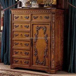 古典棕色衣柜家具设计美国巴洛克风格手工雕刻仿古棕色木质衣柜