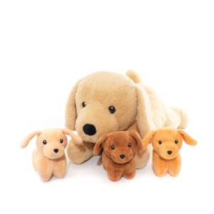 Paquete de Peluches de Perros de la Familia Canina <span class=keywords><strong>con</strong></span> un Perro Grande Acostado y Tres Mini Peluches de Mascotas, Juego de Juguetes de Peluche Suaves, Fabricante Personalizado OEM - Product Image 4