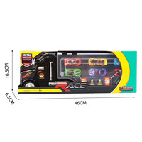 Camion jouet en plastique à roues libres avec 6 voitures miniatures et un coffret de collection de cartes pour transporter des véhicules de transport de voitures