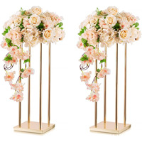 Vase de sol géométrique classique en métal, centre de table doré, décorations pour la maison, les fêtes et les mariages, support à fleurs rectangulaire