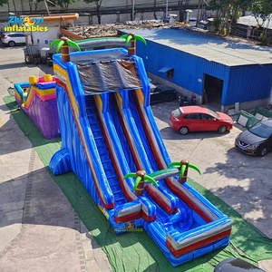 Toboggan aquatique gonflable géant de haute qualité pour adultes, toboggan aquatique gonflable commercial avec piscine - Product Image 1