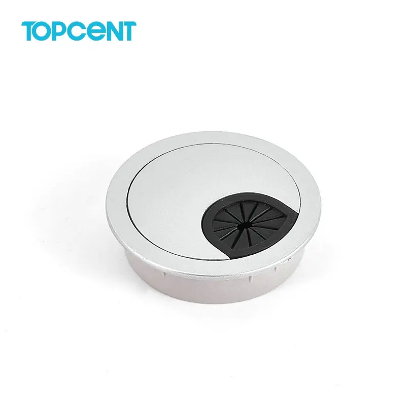 TOPCENT Square Cable Grommet With Brush Zinc Alloy Cable Box Desk Wire Grommet