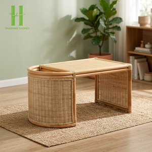 Modern Woven Natural Living Room Rattan Coffee <b>Table</b> Handmade Eco-Friendly Durable Easy to Clean Wholesale Made in Vietnam - Product Image 1