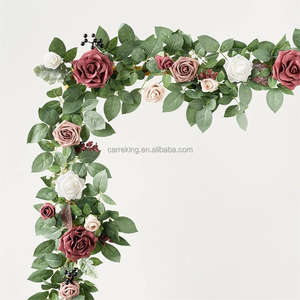 Venta caliente personalizable Rosa flor decoración vides guirnalda seda flor guirnalda Mesa flor camino para boda fiesta - Product Image 6