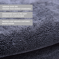 Chiffon de séchage pour voiture en microfibre torsadée super absorbante, personnalisé, 1600gsm, 1400gsm, 1200gsm