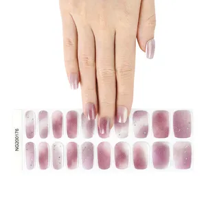 Long Lasting Salon-Quality Nail Supplier New designs custom Uv Lamp Gel Nail Wraps Gel Nail Stickers Semi Cured