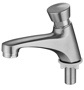 Robinet d'eau froide traditionnel en acier inoxydable à poignée <span class=keywords><strong>unique</strong></span>, avec cartouche en laiton à fermeture automatique, à poussoir, pour toilettes publiques à déclenchement retardé - Product Image 1