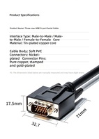 Kabel Data HDPE 3-baris 15-pin DB15 Male-to-Male Berlapis Timah Tembaga Murni dengan Perisai Ganda untuk Kabel Serial Industri