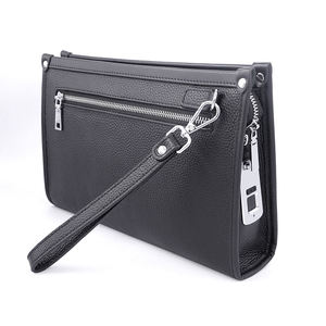 Lucchetto per impronte digitali borsa in vera pelle di moda borsa personalizzata da <span class=keywords><strong>uomo</strong></span> Smart Bag lock pochette con sistema di impronte digitali intelligente in vera pelle - Product Image 2