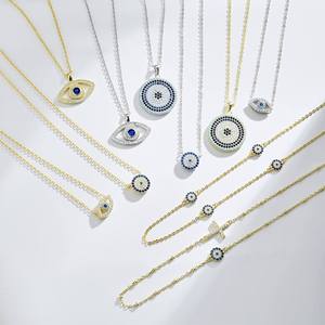 ديدان عين الشيطان همسة ايبوكسي كروس تشوكر همسة يدوية مكعب زركونيا فضي رقبة عين شريرة - Product Image 2