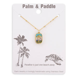 Kalung baja tahan karat berlapis emas mode baru perhiasan baja tahan karat pohon palem Seri laut Enamel warna-warni untuk hadiah - Product Image 6