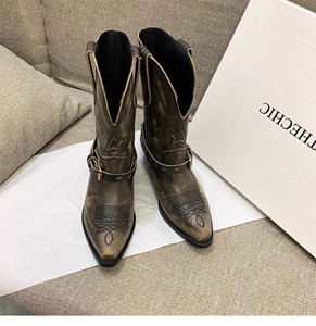 <span class=keywords><strong>Stivali</strong></span> da Cowboy Western Retrò Effetto Invecchiato per <span class=keywords><strong>Donna</strong></span>, Nuovi <span class=keywords><strong>Stivali</strong></span> Autunno-Inverno in Vera Pelle Marrone con Punta Affusolata - Product Image 6