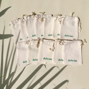 Manufacturers Direct Reusable Beige Color Cotton Dust <b>Pouch</b> Custom Eco Cotton <b>Drawstring</b> <b>Pouch</b> with Logo Printing - Product Image 2