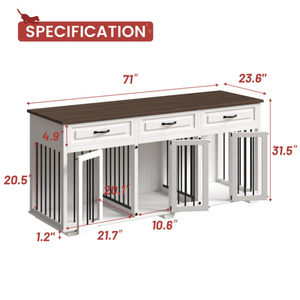 Vente en gros xxxl grand bois blanc cage pour animaux de compagnie chenil extra large chien caisse meubles avec 3 portes tiroirs - Product Image 6