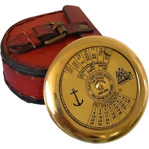 เข็มทิศทองเหลือง ALFA NAUTICAL พร้อมปฏิทิน ของตกแต่งทางทะเล อุปกรณ์นำทางสำหรับการตั้งแคมป์ การเดินทาง และการเดินเรือ พกพาสะดวก ขนาดพกพา - Product Image 1