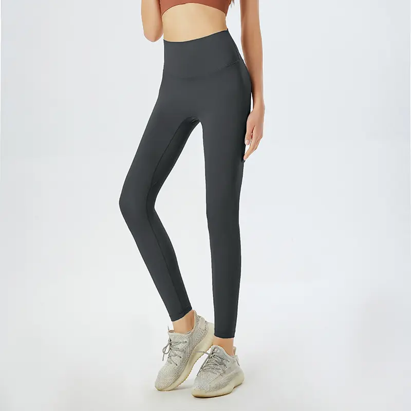 Calça esportiva feminina sem linha T para ioga, leggings com bolso para ioga e ginástica, calça elástica de quatro vias Lulu