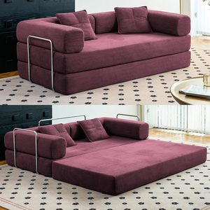 أريكة مضغوطة قابلة للطي 78 "Corduroy أرضية قابلة للتحويل مع وسادة مسند ذراع داعم للظهر - Product Image 4