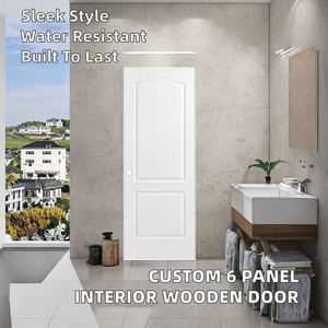 Puerta de Madera Moldeada HDF Impermeable, Moderna, Comercial, Personalizada, de 6 Paneles con Núcleo Hueco para Baño - Product Image 2