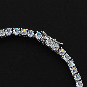 Edle Hip-Hop-Schmuckstücke: Iced Out 3mm bis 5mm D-Farbe Weiße VVS Moissanit Tennis-Kette Halskette aus 925 Sterling Silber, Geschenk für Damen und Herren - Product Image 2