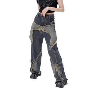 Nouveau design respirant Y2K High Street Vintage Baggy Denim Jeans Femme Heavyweight Five Pointed Hot Sale - Product Image 2