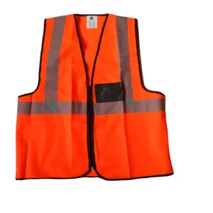 Grosir reflectorized safety vest dengan saku-Rompi Safety Reflektor Oranye dengan Saku