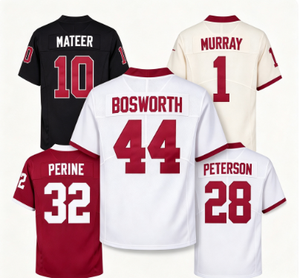 Camiseta de Fútbol Americano de los Oklahoma Sooners # 44 Bosworth # 10 Mateer # 1 Murray # 32 Perine # Colección universitaria cosida para hombre 28 Peterson - Product Image 1