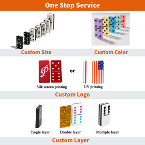 Jeu de dominos en acrylique personnalisé en usine, 28 pièces, différentes <span class=keywords><strong>couleurs</strong></span>, motif sérigraphié, dominos avec boîte coulissante transparente en acrylique - Product Image 5