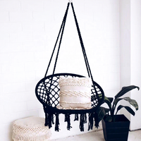 Hamac suspendu en macramé, supporte jusqu'à 330 lb, en corde de coton, convient pour une utilisation en intérieur et en extérieur