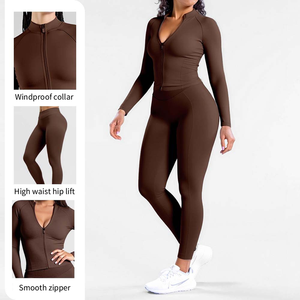 Leggings sculptants personnalisés, Veste de yoga respirante et douce pour la peau, Haut de sport moulant, Ensemble de yoga extensible pour femme - Product Image 2