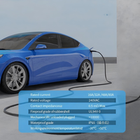 Câble de recharge pour voiture électrique Tesla de 18 pieds (5 m) avec prise de charge NACS, pour connecteur mural 48A 250V Gen 3 RCB LED noir