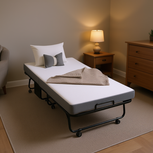 Cama Plegable Portátil con Marco Metálico de 75 x 38 Pulgadas con Colchón de Espuma Viscoelástica y Ruedas, Mueble Plegable para Dormitorio - Product Image 2