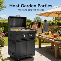 Cuisine extérieure avec barbecue au gaz en acier inoxydable 8 brûleurs, plaque de cuisson Teppanyaki et réfrigérateur, certifié CE