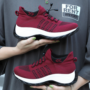 Chaussures <span class=keywords><strong>compensées</strong></span> confortables pour femmes avec empeigne en tricot, idéales pour un usage quotidien et une tenue décontractée toute la journée - Product Image 3