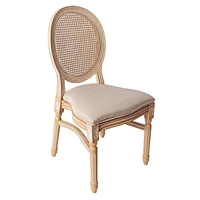 Chaises de salle à manger empilables en bois massif de luxe léger, dossier rond, coussin rembourré, pour hôtels, restaurants, mariages et événements
