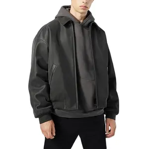 Factory Wholesale New Arrival Custom Logo 3D Embossed Leather Jackets Zipper Up Men's Varsity Jacket