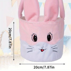 DAMAI Plush Easter Bunny <b>Basket</b> with Long Plush Personalized <b>Egg</b> Hunting Easter Bags Tote Bags for Easter Decorations Candy - Product Image 3