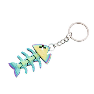 Porte-clés en PLA imprimé en 3D, motif arête de poisson dégradé, jouet animal articulé et mobile, pendentif créatif pour sac, modèle 2026 - Product Image 5
