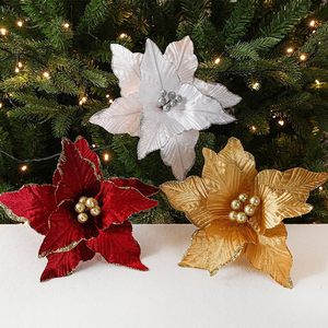 24cm árbol de Navidad artificial flor brillo decoraciones adornos de Navidad regalo de Año Nuevo - Product Image 3